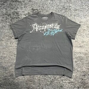 Aeropostale T Shirt Mens XXL Gray Y2K Surf Skater Preppy Grunge